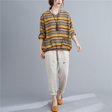 Cargue la imagen en el visor de la galería, Women&#39;s Cotton Linen Long Sleeve V-neck T-shirts - www.novixan.com
