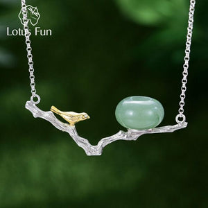 Natural Stones Handmade Bird Necklace with Pendant - www.novixan.com
