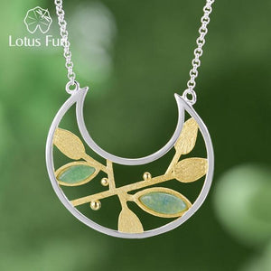 Aventurine Stone Spring in the Air Leaves Necklace with Pendant - www.novixan.com