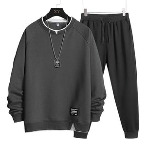 Men Tracksuit 2 Pieces Sets Pullover Sweatshirt with Sweatpants Plus Size - www.novixan.com