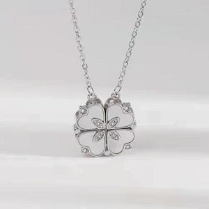 Heart Shape Four-leaf Clover Pendant Necklace - www.novixan.com